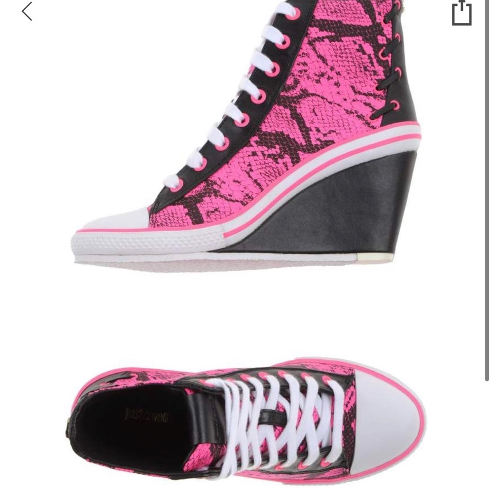 Just Cavalli Hot Pink Snake Wedge Sneakers 39